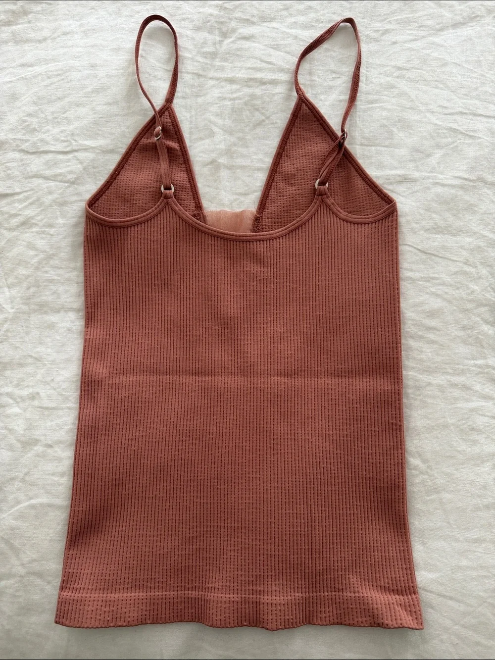 Free People Deep V Ribbed Cami Tank - Rusty Rose - Picture 2 of 2